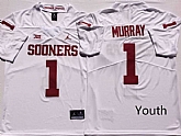 Youth Oklahoma Sooners 1 Kyler Murray White College Football Jersey,baseball caps,new era cap wholesale,wholesale hats